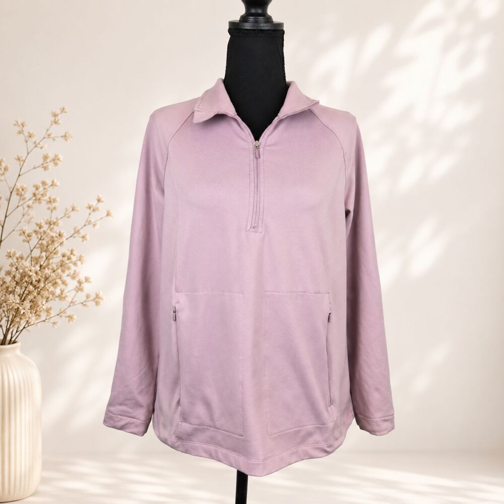 J.Jill Fit Peach Soft Quarter Zip Pullover Stretch Athletic Jacket Pockets Soft